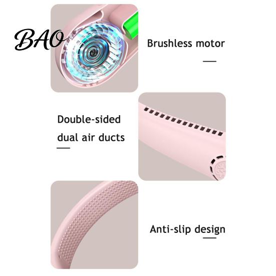 Long Battery Life Fan Neck Fan, Lightweight Bladeless Hanging Portable Hands Free 3 Speed Adjustable Design, Personal Safe