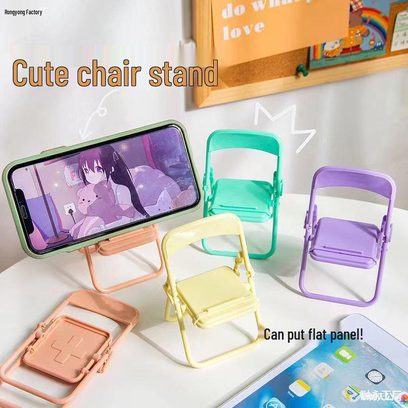 Cute Portable Desk Phone Holder: Creative Small Chair Stand Ornament Foldable—Portable 1pc Random Color
