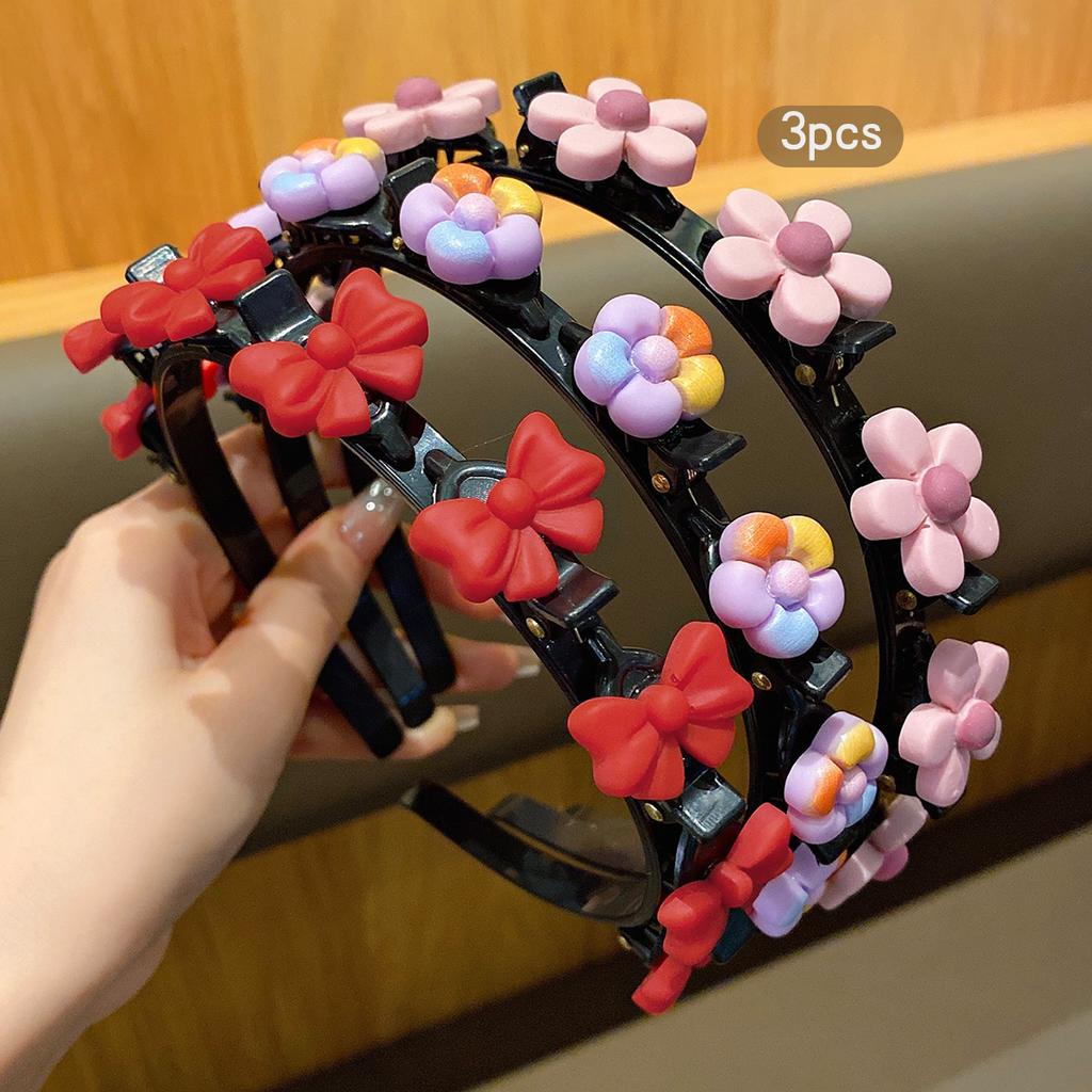 3 Cute Children's Braided Hair Hoops Cartoon Hairpin Headflowers Suitable for Daily Use