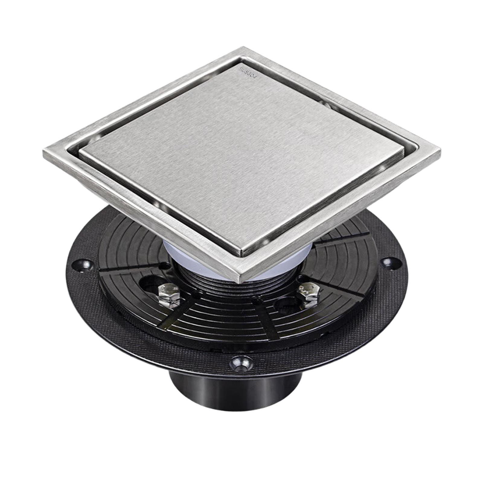 

Modern Square Floor Drain for Bathroom 4 Inch Floor Drain Contemporary 4 Inch Square Shower Drain Quick Installation 6 серебряный