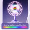 Transparent Table Fan With Atmosphere Light Rechargeable For Home Office And Dormitory Use
