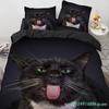 3D Cat Bedding Set Luxury Animal Duvet Cover With Pillowcase Queen King Single Double Size For Girls Boy Polyester Quilt Cover