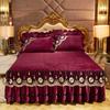 European-Style Crystal Velvet Lace Bed Skirt Winter Fleece-Lined Warm Quilted Bed Cover Bed Skirt Cover Bedding