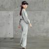 Pantaloni Larghi a Maniche Lunghe da Ragazza per Primavera e Autunno Completo a Due Pezzi Pantaloni da Strada Fritti Vita Alta Stile Coreano da Donna
