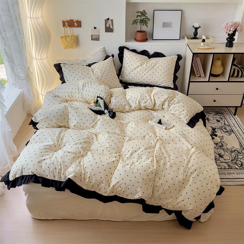 Skin-Friendly French Summer Bed 4Pcs Set, Super Soft Quilt Cover, Mattress Sheet Direct Sales