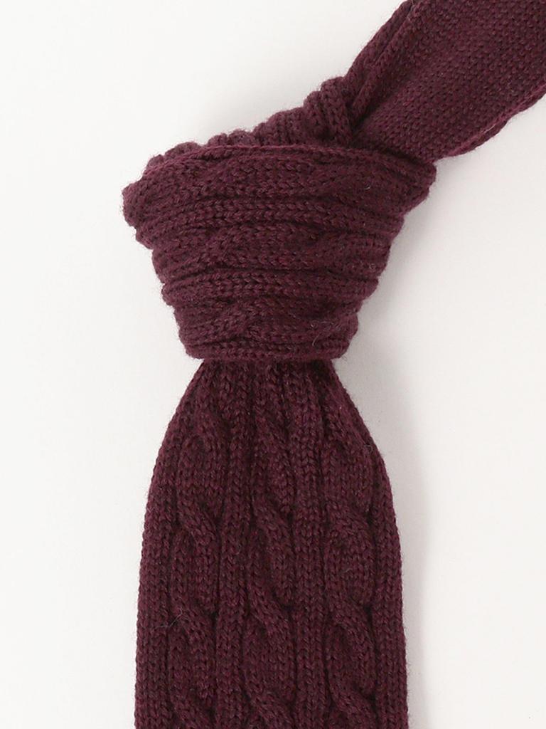 [BEAMS PLUS] Wool Knit Cable Tie for Men, Burgundy, Free Size 38440142840