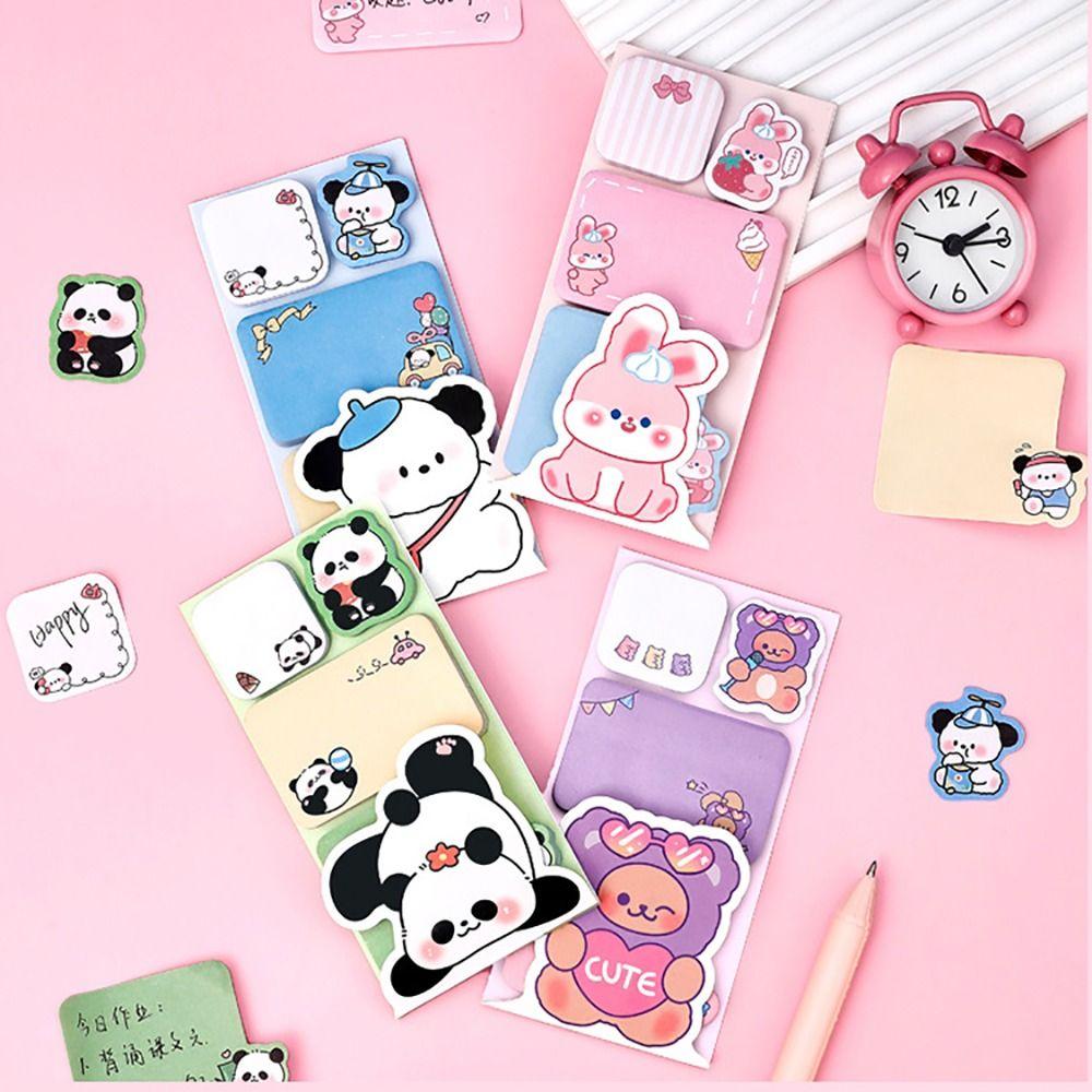 100Sheets Stationery Sticky Notes Cartoon Animals Message Notes Portable Notebook
