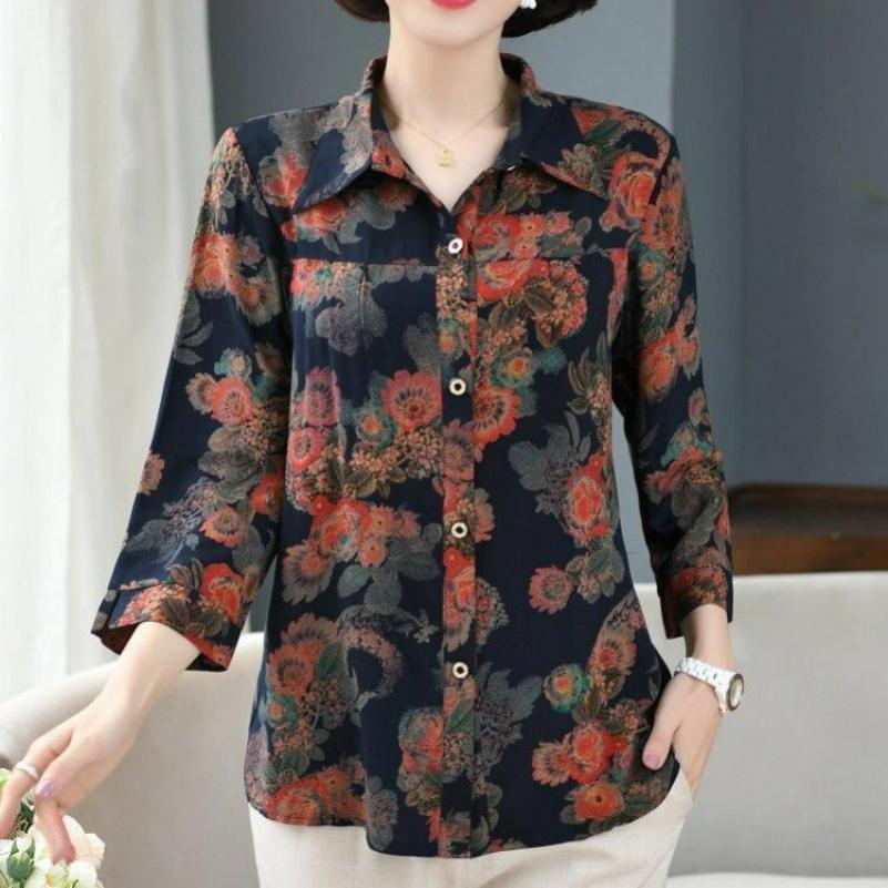 Autumn Shirt Clothes Mother 9-point Sleeve Thin Jacket Fashion Shirt Women