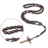 Christian Handmade Wooden Rosary Necklace Prayer Beads with Holy Soil Medal and Cross Bohemian Style for Men and Women