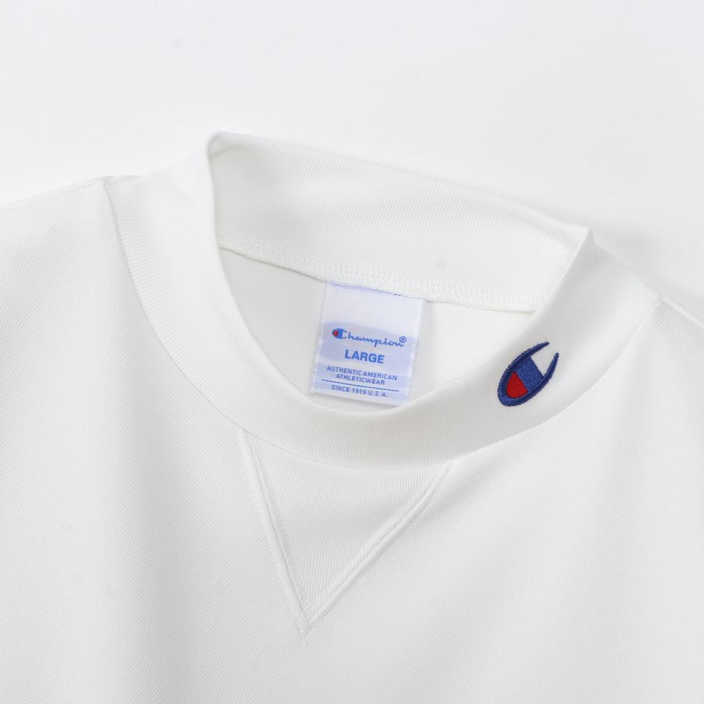 Champion Long Sleeve Quick UV Graphic Logo Long Sleeve Mock Neck Off White T-Shirt, Drying, Protection, Print, Shirt, Golf, C3-AG401, Men's,