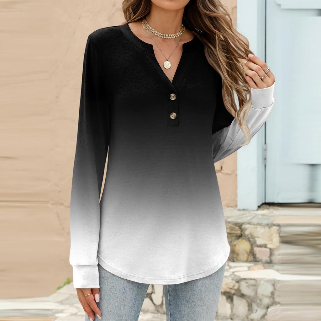 Women's Fashion Casual Printed Long Sleeve T-Shirt Pullover Top