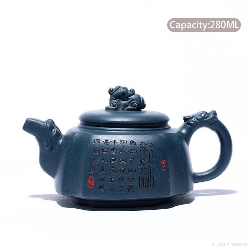 280ml Authentic Yixing Purple Clay Teapots Handmade Filter Beauty Tea Pot Raw Ore Azure Mud Zisha Kettle Customized Tea Set
