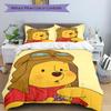 3pcs Set Pooh Bear1pc of Quilt Cover+2pcs of Pillowcase, No Core, Print Bedding, All Seasons Bedroom Setting054