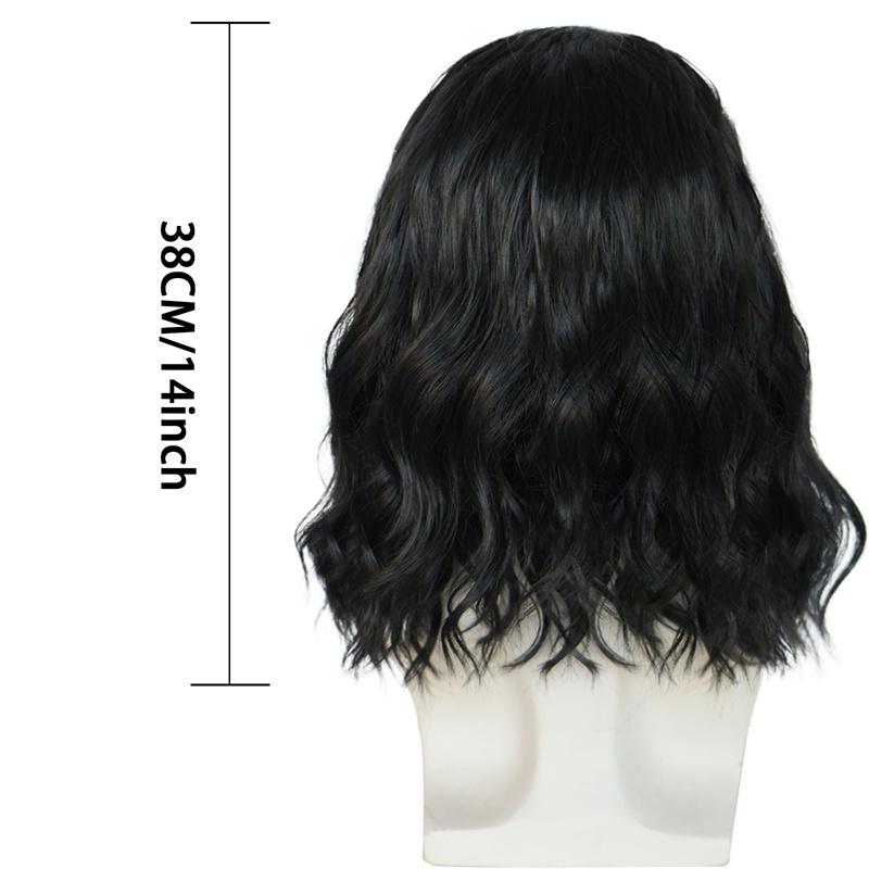 Synthetic Wig Long Curly Hair for Men Daily Use Layered Wig with Bangs Gift Outfits Costume Party Wigs