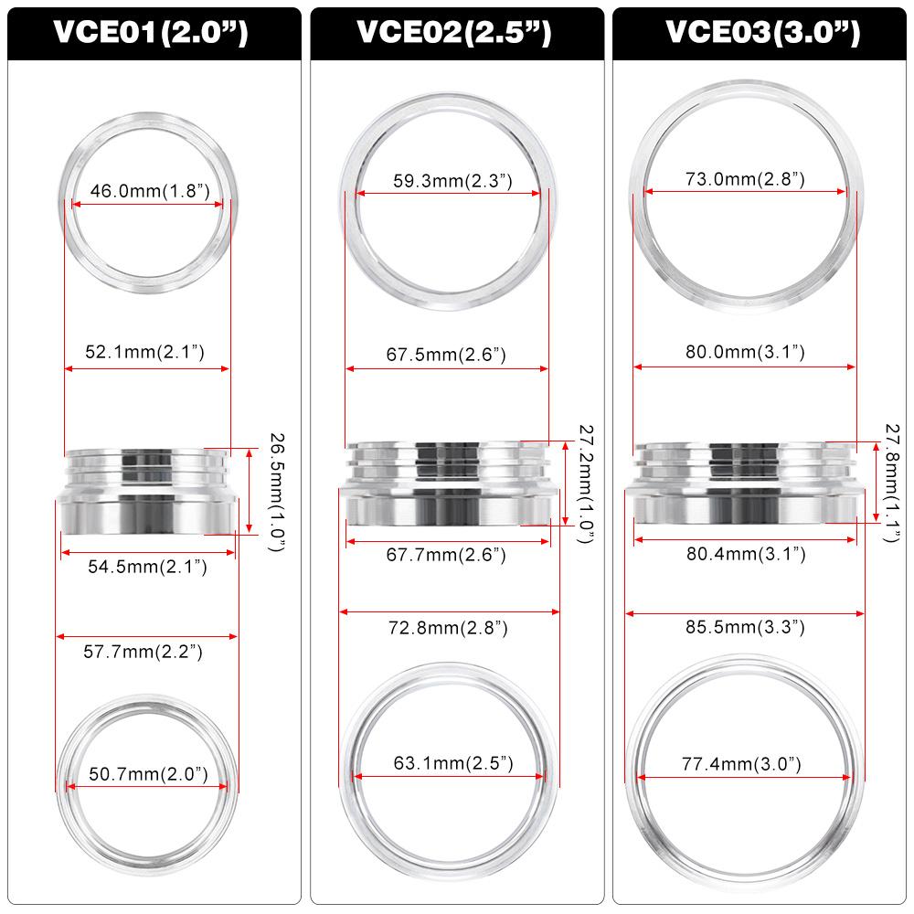 1 Piece 2.0" 2.5" 3.0" 3.5" 4.0" Clamp System Assembly Exhaust V-band Clamp For OD Exhaust/Intercooler Pipe/Turbo