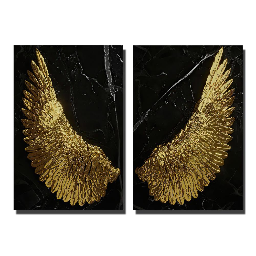 Golden Angel Wings Modern Canvas Art Posters and Prints Fashion Luxury Wings Paintings On the Wall Art Pictures Home Decor Cuadro