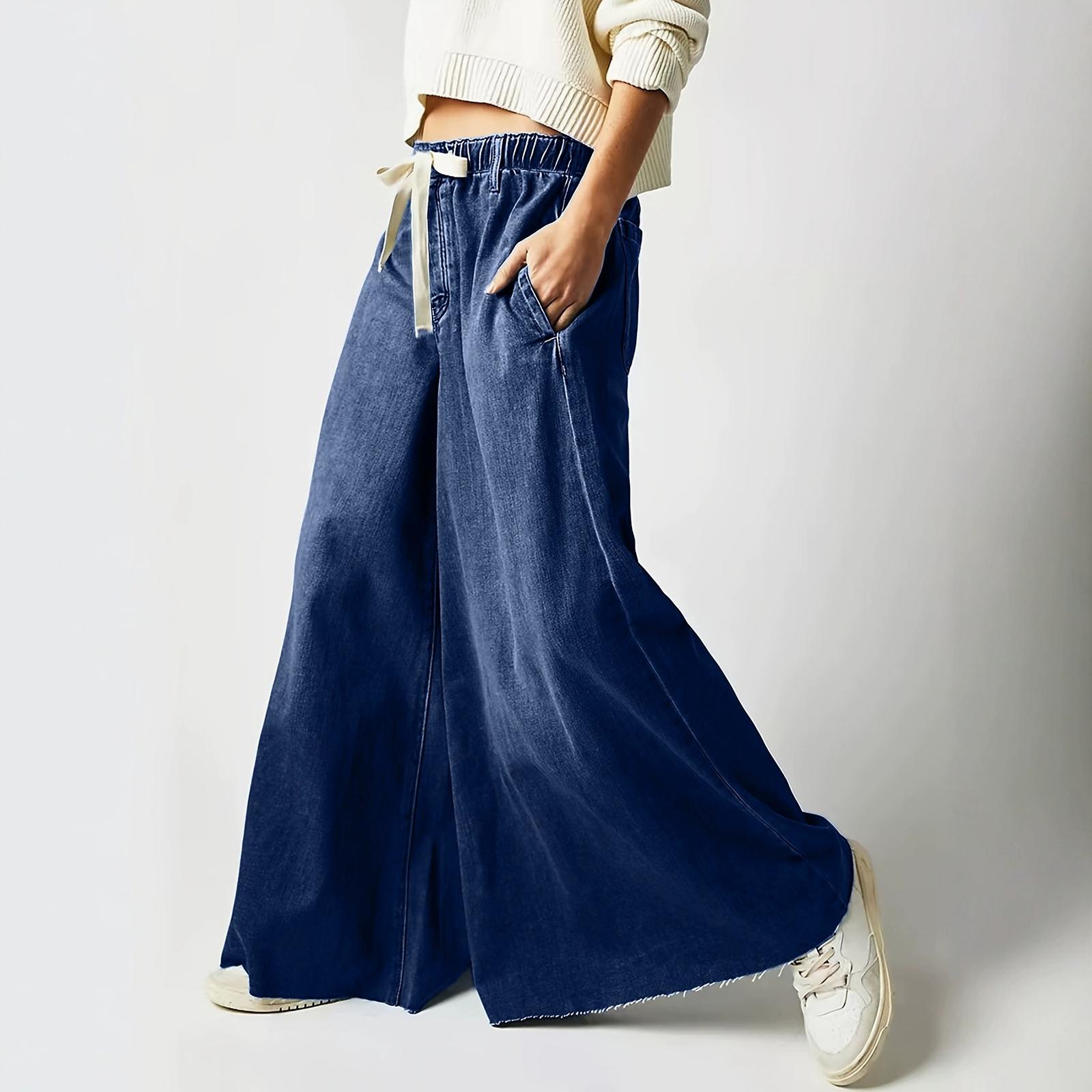 

Women s Trousers Large Size Stretch Jeans Loose Semi-Elastic Pants L