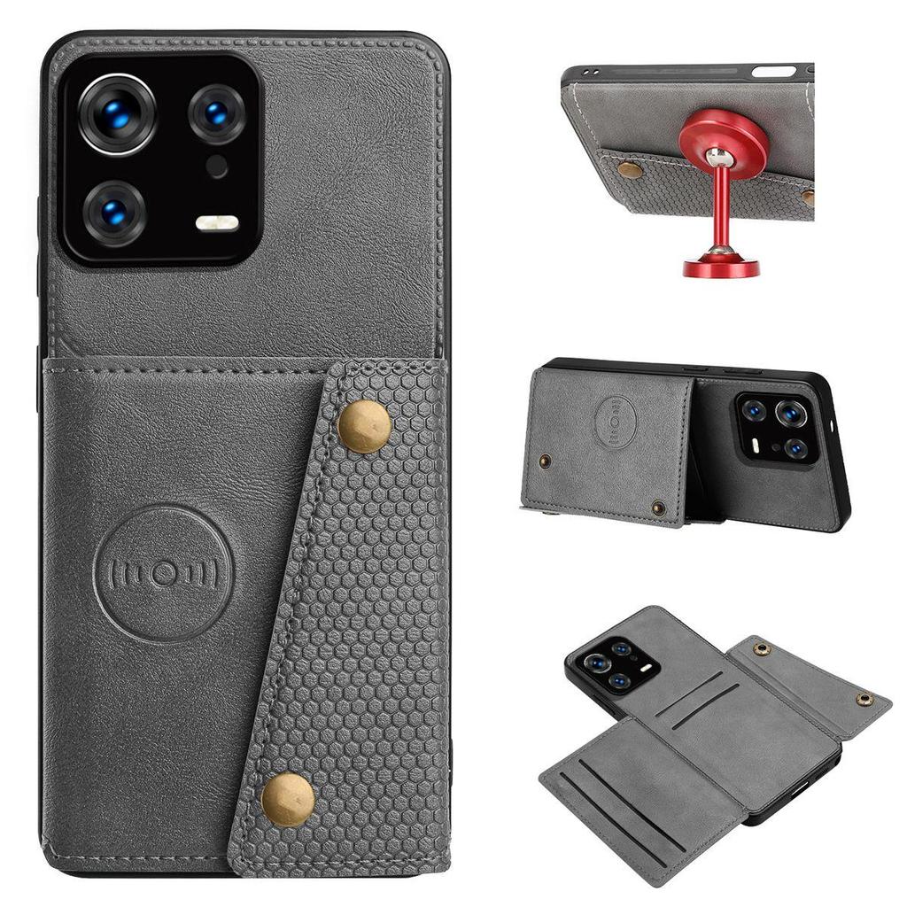 PU Leather Wallet Phone Case for Xiaomi 13 Pro,13 Multiple Card Slots Dual Metal Button Closure Shockproof Full‑Body Protective Cover