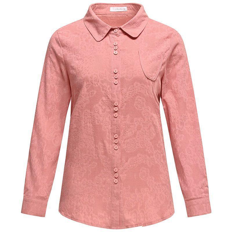 Breathable Cotton Blouse for Women Spring Autumn Loose Fit Fashionable High Quality Shirt for Mothers