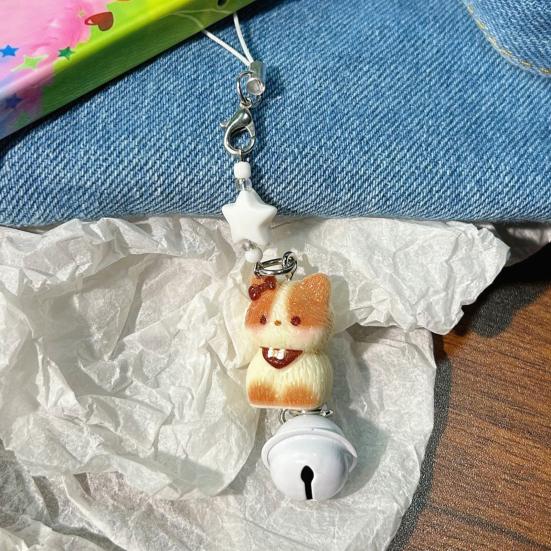 Bag Pendant Resin Star Cat Design Keychain with Bell Sound Mobile Phone Lanyard Stress Relief Hanging Buckle Lightweight Bag Hanger
