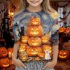 Kids' Halloween Printed Round Neck Three-Quarter Sleeve Casual T-Shirt