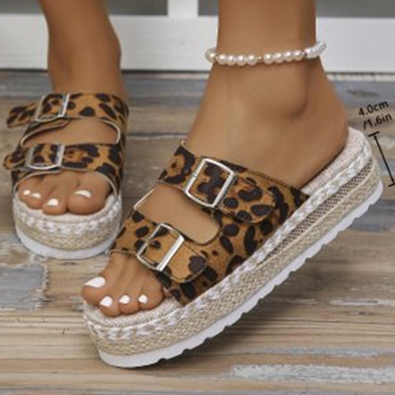 Summer Footwear Comfortable Hemp Rope Light Bubble Bottom Plus Size Fishmouth Sandals Women Thick-soled Slippers Women