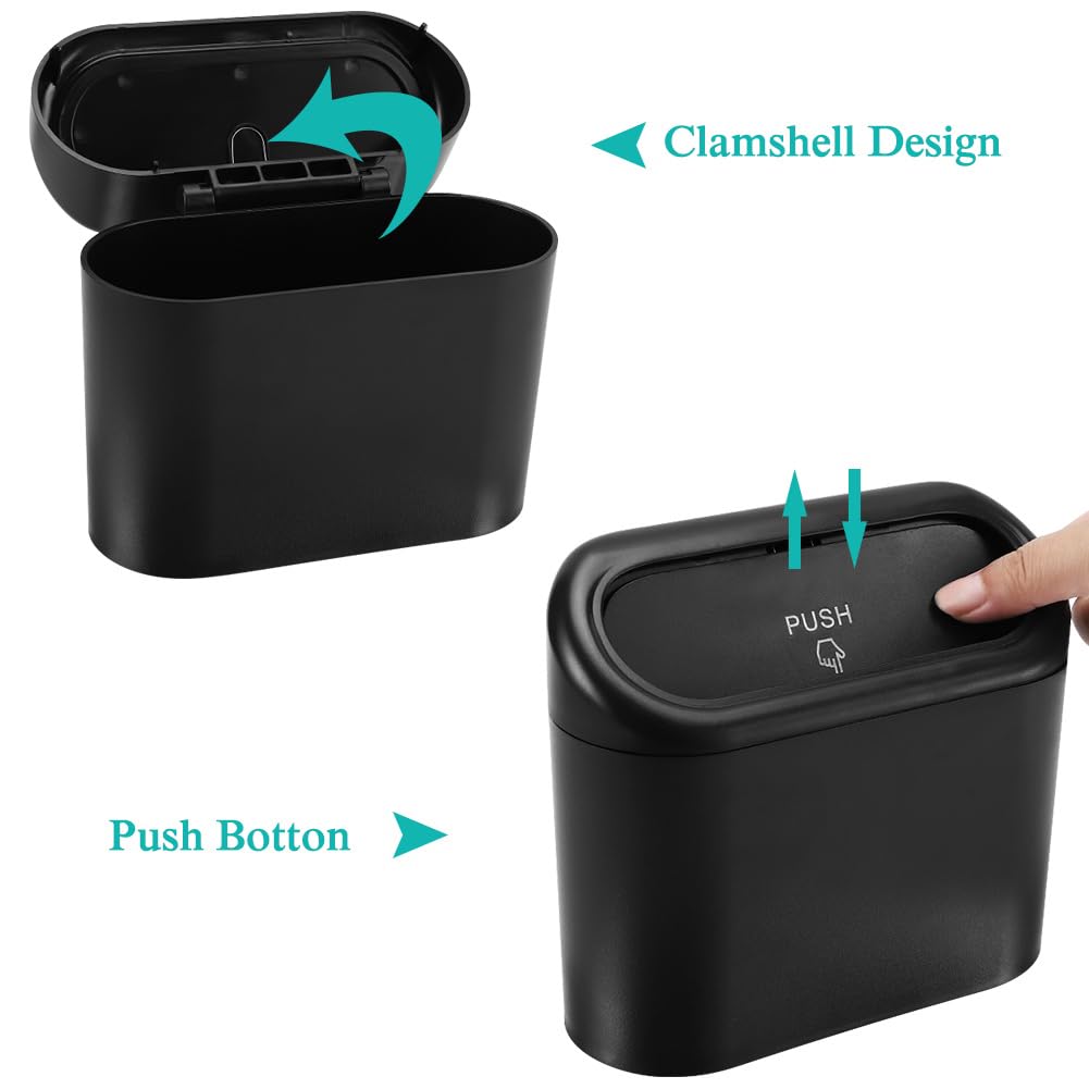Accmor Car Trash Can With Lid, Leakproof Vehicle Garbage Organizer Holder Bin With 60 Pcs Trash Bags, Mini Auto Dustbin Interior Accessories Storage