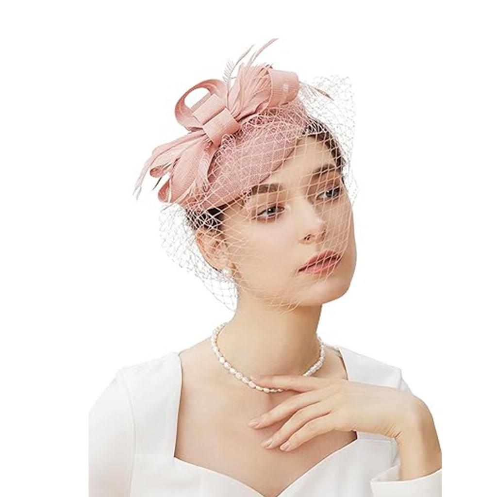 Fascinator Hat Veil For Women, Retro Tea Party Pillbox Derby Kentucky Hat Fascinator Feather Headpiece Art Deco For Party Acessories