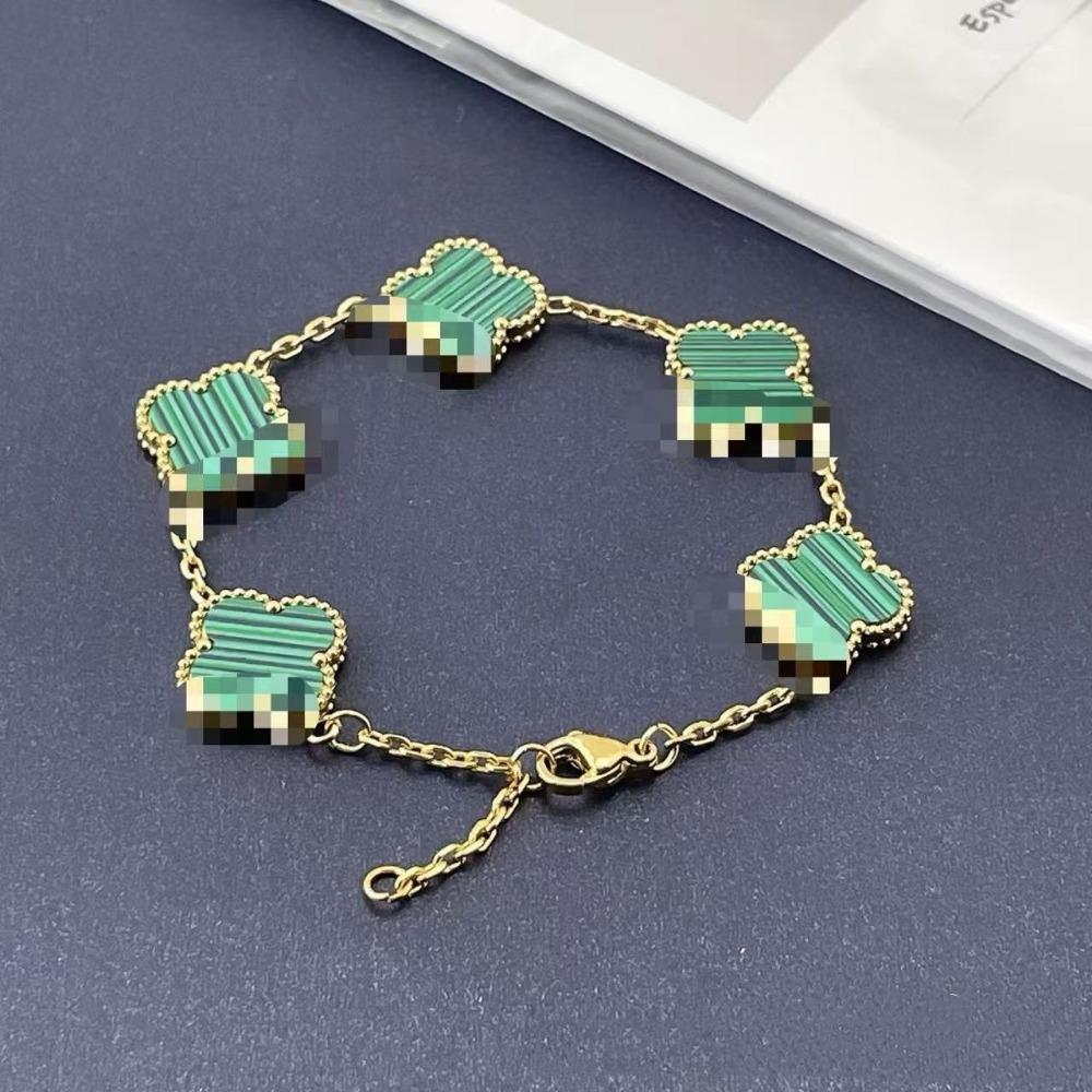 

Браслет из 15-миллиметрового четырехлистного клевера на удачу для женщин, новый модный браслет с боковыми канавками, женский браслет 18 карат, не тускнеющий