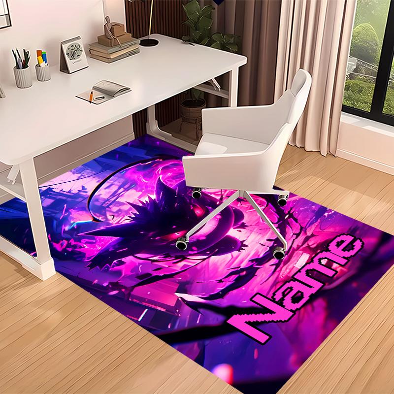 Custom Personalization Pokémon Gengar Print Area Rug - Soft, Washable Non-Slip Indoor Mat,Living Room,Home&Office Decorative Rug