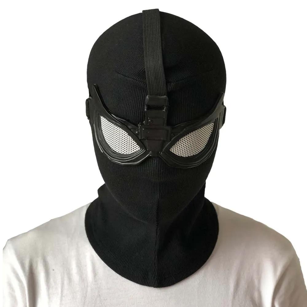Superhero Peter Parker Mask Cosplay Stealth Suit Black Helmet Halloween Masquerade Party Costume Props