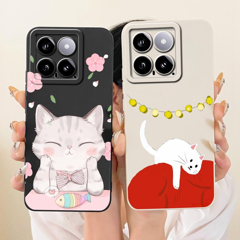 For Xiaomi Mi 14 Pro Case Cute Rabbit Cartoon Cover Shockproof Soft TPU Phone Case For Xiaomi 14 Pro Mi14 Pro 5G Back Cover Bags