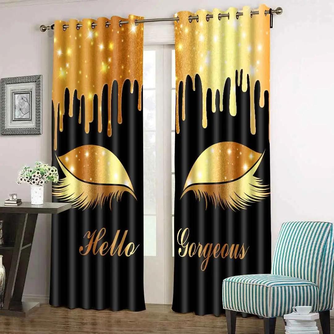 

Attractive Blue Shine Eyes Eyelash Girl Window Panel Drapes Blinds For Living Room Room Kids Bedroom Bathroom Kicthen Door Home Decor W50 X H130(CM)X2&Grommet Top