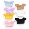 10x15cm Cotton Doll Clothes Set: Solid Ribbed T-shirt & Headband for Plush Toys