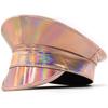 Summer Hat PU Leather Laser Hats Waterproof Sunscreen Leather Beret UV Protection Flat Caps Party Hat Cosplay Show
