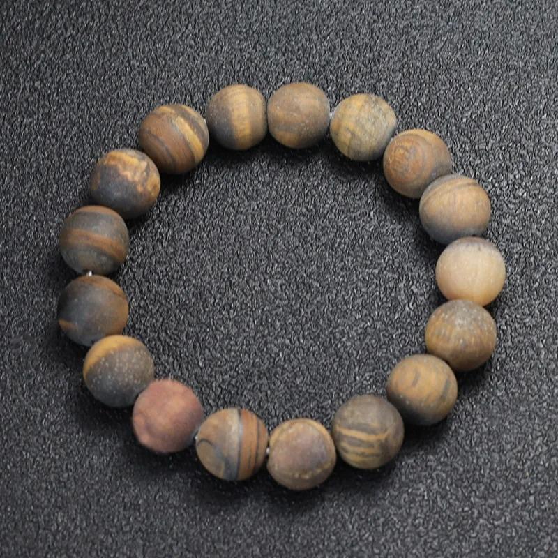 Natural Matte Tiger Eyes Stone Bracelet Men Minimalist 4/6/8/10/12mm Beaded Braclet Homme Uranus Brazalete Gift For Him