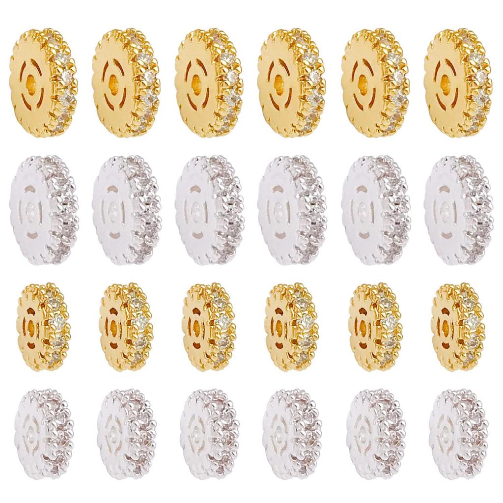 Copper Plated 18K Gold Zircon Spacer Beads for DIY Bracelets & Necklaces