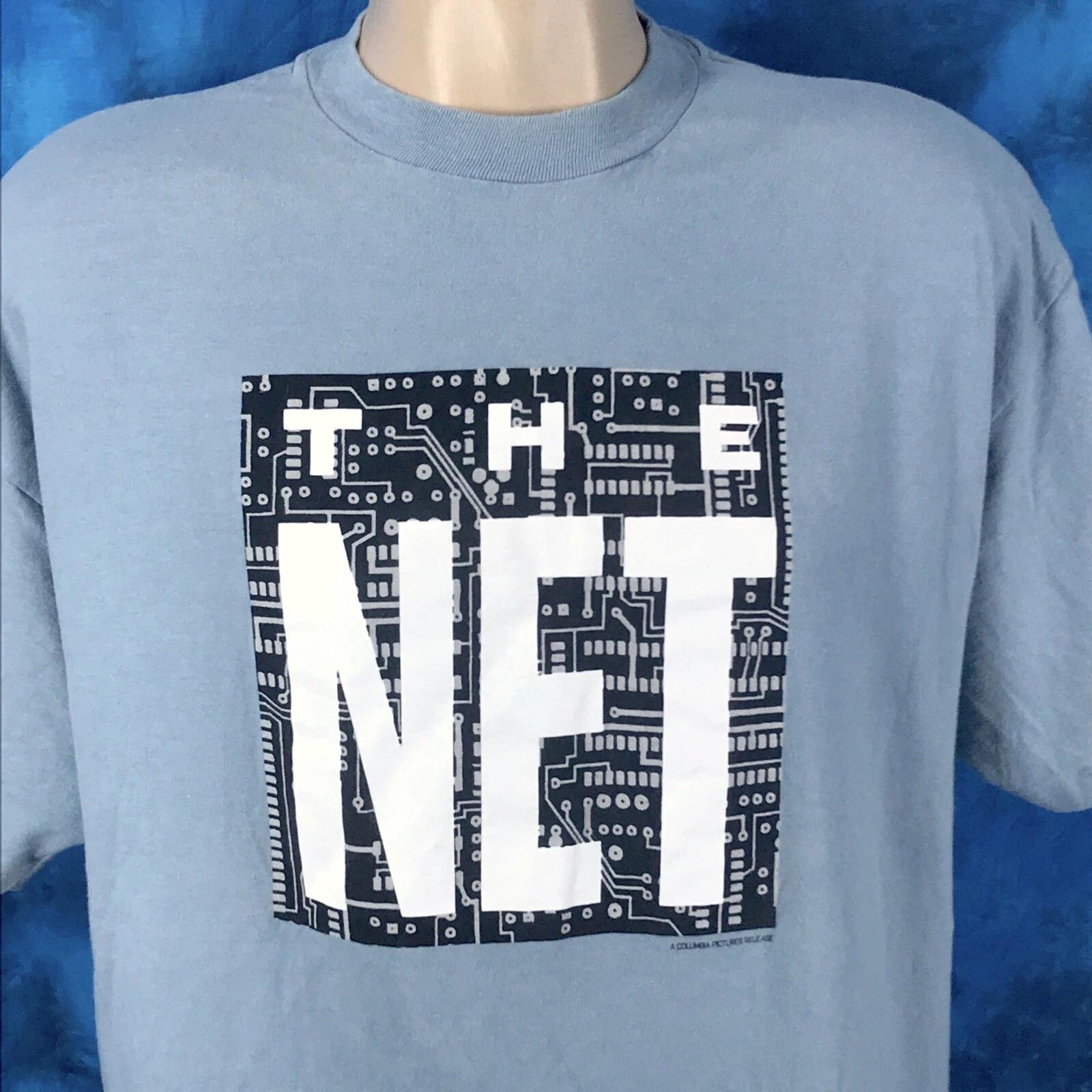 vintage 90s THE NET MOVIE T-Shirt XL single stitch film sandra bullock internet L