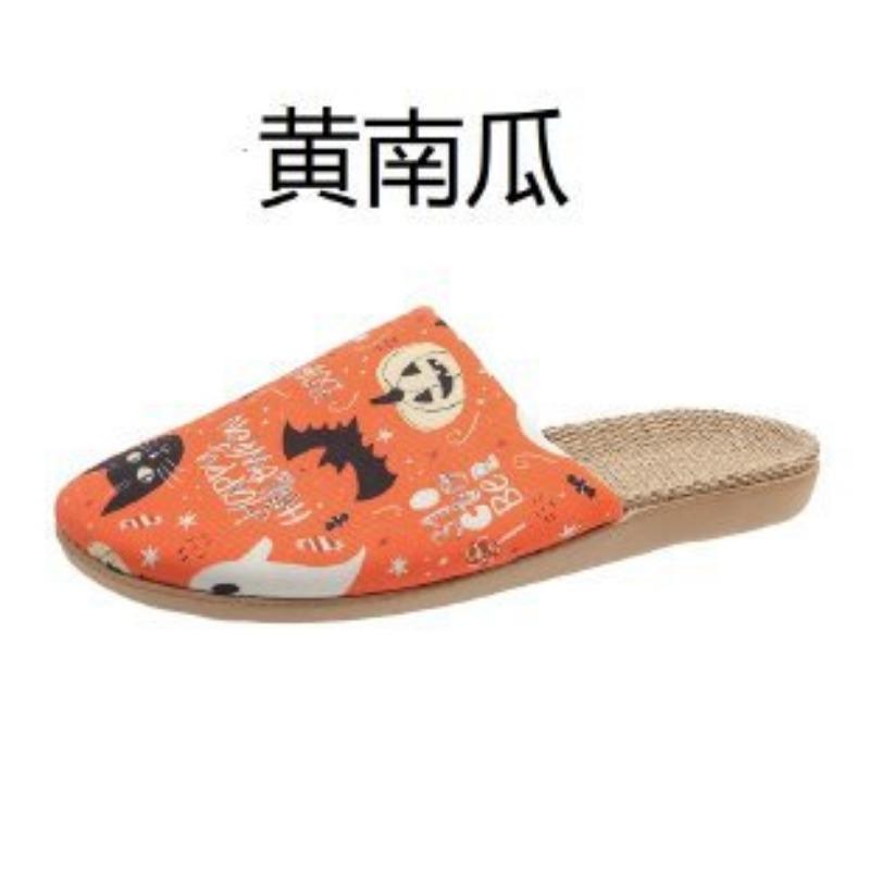 New linen slippers breathable sweat-absorbing indoor home shoes lightweight silent four-season cool slippers