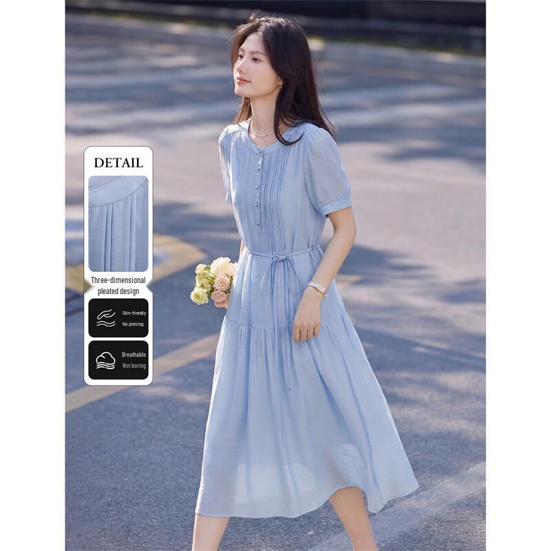 Elegant Tencel Linen Blend Midi Dress L