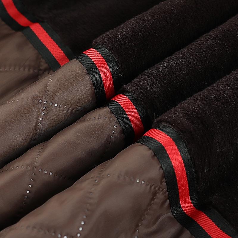 Plus Velvet Thickened Woolen Coat with Fur Collar for Middle-Aged and Elderly - Grandma Style