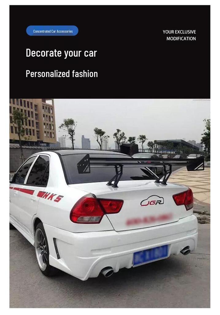 Universal No-Drill Black Aluminum Rear Spoiler for Sedans