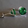 Solid 925 Silver Garnet Earring Natural Emerald and White Diamond Gemstone Bizuteria Silver 925 Jewelry Oorbellen