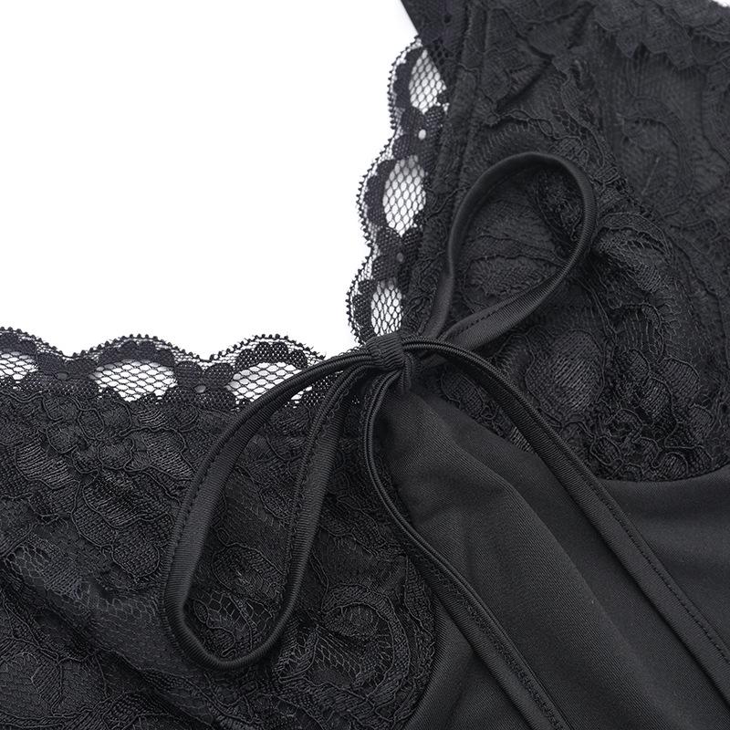 Lace Patchwork Backless Slim Fit Camisole Dress for Women