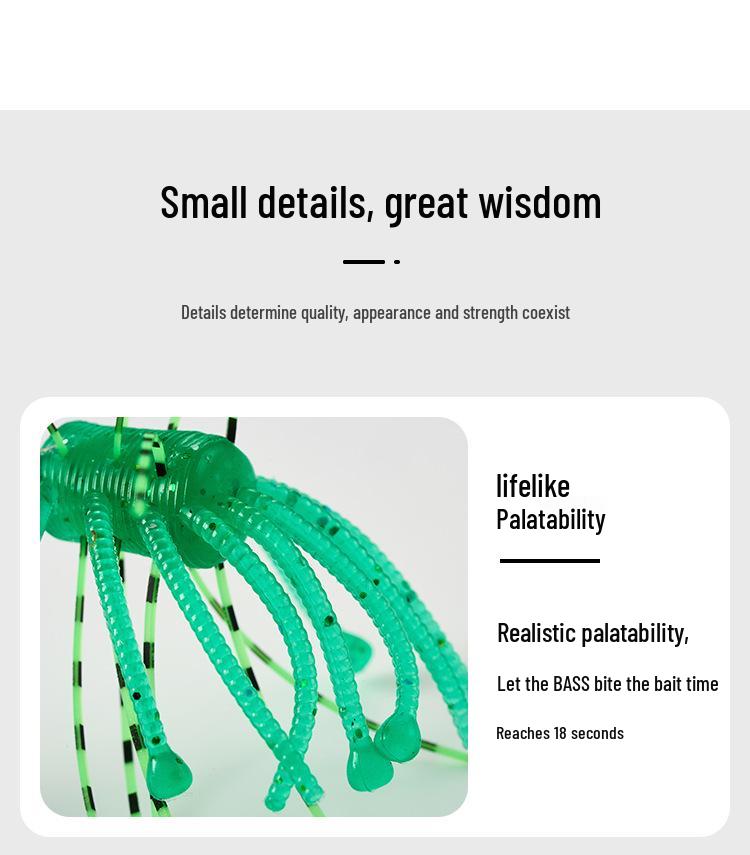 Revised Product Name: Lead-Free Slow-Sinking Black Spider Soft Lure for Sea Fishing