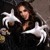 Dark Gloves with Long Nails for Halloween Witch Party, Short Stretch Fit