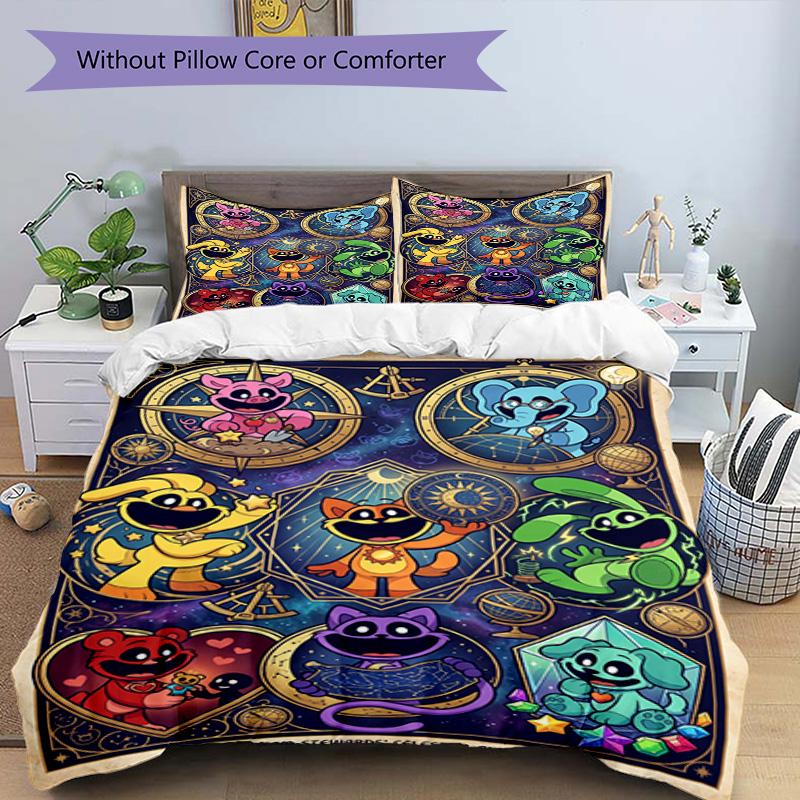 3pcs Duvet Cover Set (1*Duvet Cover + 2*Pillowcase, Without Core), Poppy Playtime Print Bedding Set, Bedroom Decor, All‑Season, Birthday Gift
