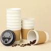 Baijie Disposable Coffee Cups for Milk Tea And Soy Milk, Hot Drink Cups with Lids, Corrugated Paper Cups, 280ml, 25 Pieces