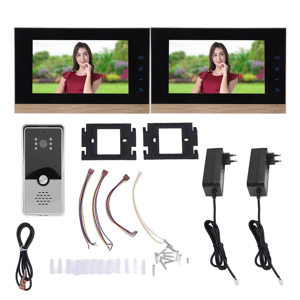 Wired Video Intercom System 7in Visual Intercom Doorbell System with Camera 6 Infrared Lights for Villa Home Apartment