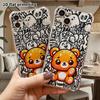 Phone Case: 2D Flat Suitable for iPhone 18 17 16 15 14 13 Pro, Transparent Four Corner Protective Case, Orange Gold Glitter Little Bear, Christmas and